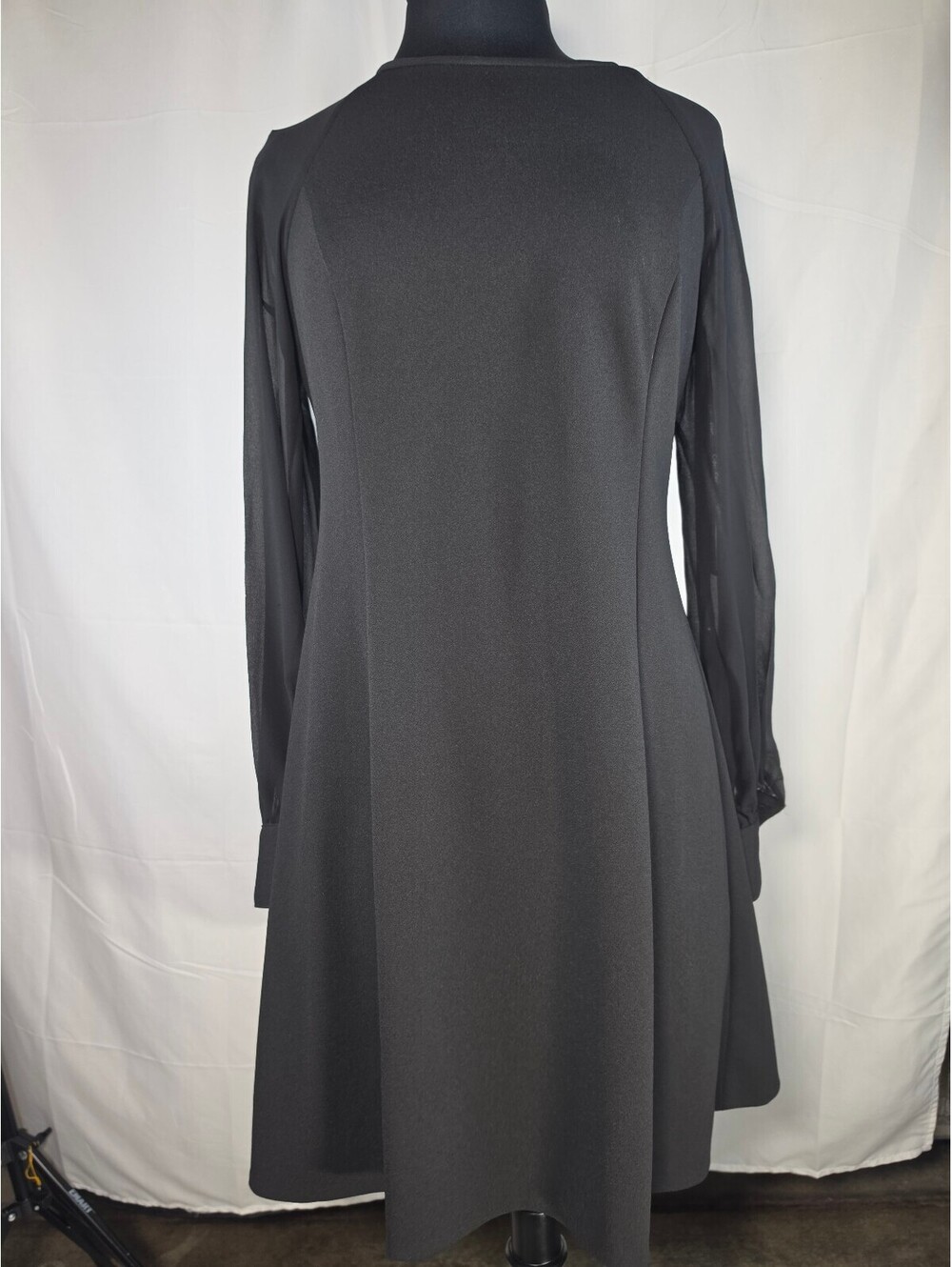 Calvin Klein Women’s Black A-Line Dress Sheer Long Sleeves Size 10